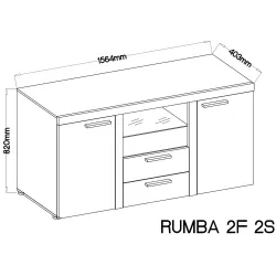 Komoda Rumba 2F2S WH20 biała 40x157cm