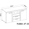 Komoda Rumba 2F2S DL20 dąb lefkas 40x157cm