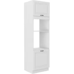 Szafka kuchenna dolna na piekarnik i mikrofalę 60 cm słupek STILO 60DPM 210 2F WHWH biała MAT