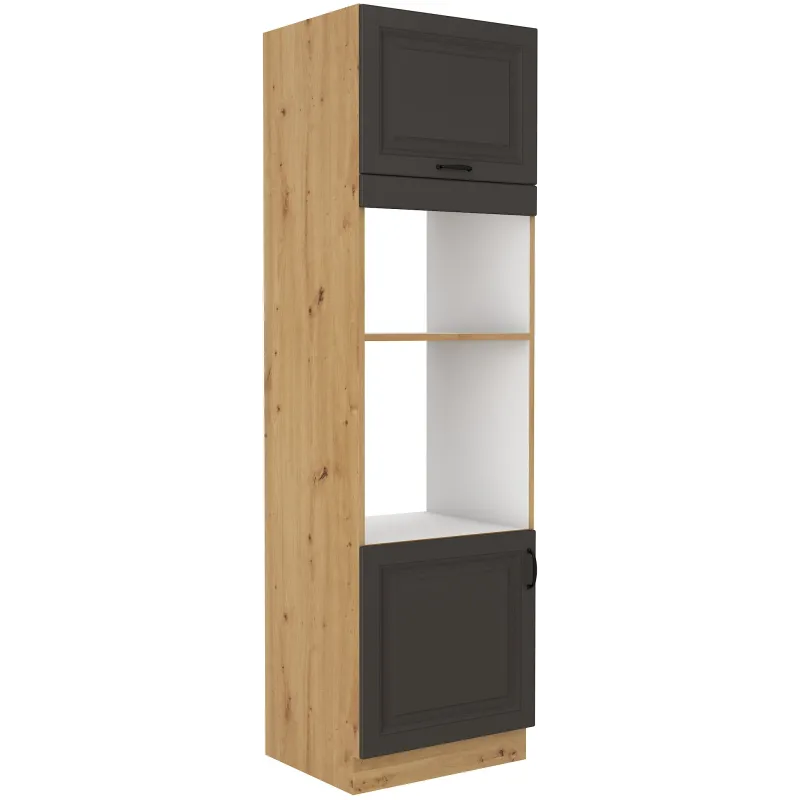 Szafka kuchenna dolna na piekarnik i mikrofalę 60 cm słupek STILO 60DPM 210 2F GRAR mat