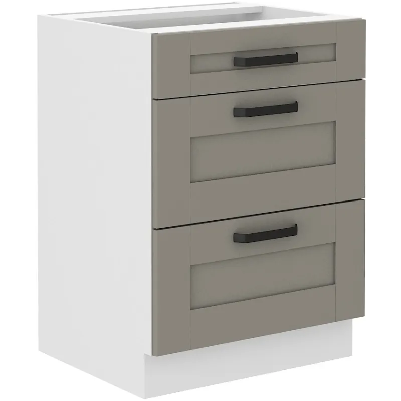 Szafka kuchenna dolna 60 cm LUNA 60D 3S BB WHCG szaro biała mat