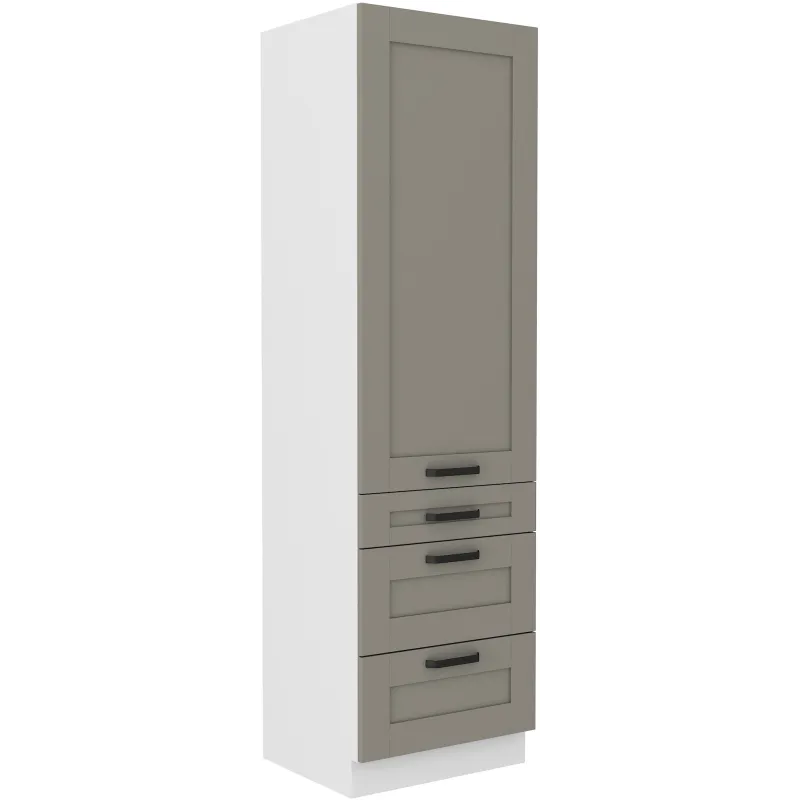 Szafka kuchenna dolna 60 cm słupek LUNA 60DKS 210 3S 1F WHCG szaro biała mat