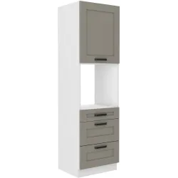Szafka kuchenna dolna na piekarnik 60 cm słupek LUNA 60DPS 210 3S 1F WHCG szaro biała mat