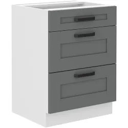 Szafka kuchenna dolna 60 cm LUNA 60D 3S BB WHDG szaro biała mat