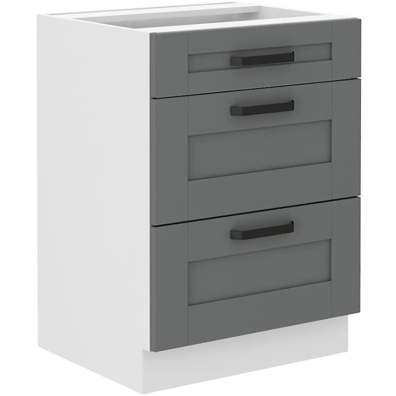 Szafka kuchenna dolna 60 cm LUNA 60D 3S BB WHDG szaro biała mat
