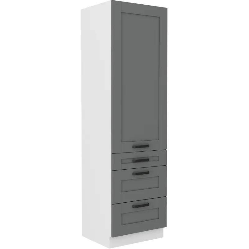 Szafka kuchenna dolna 60 cm słupek LUNA 60DKS 210 3S 1F WHDG szaro biała mat