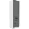 Szafka kuchenna dolna 60 cm słupek LUNA 60DKS 210 3S 1F WHDG szaro biała mat