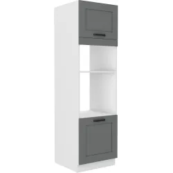 Szafka kuchenna dolna na piekarnik i mikrofalę 60 cm słupek LUNA 60DPM 210 2F WHDG szaro biała mat