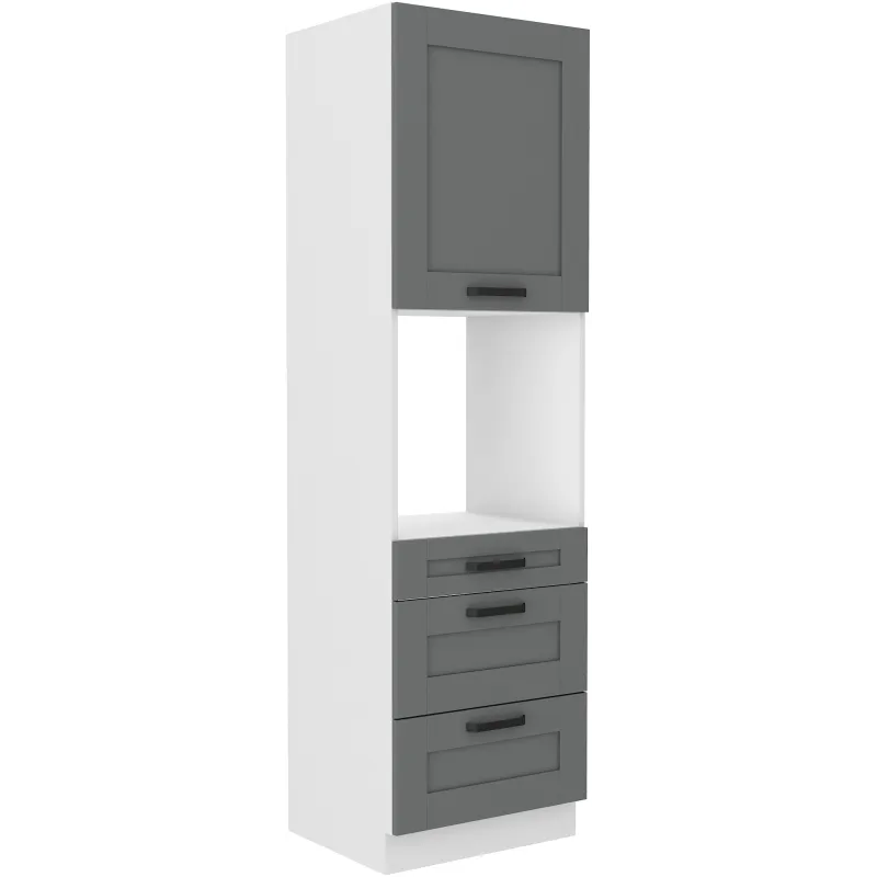 Szafka kuchenna dolna na piekarnik 60 cm słupek LUNA 60DPS 210 3S 1F WHDG szaro biała mat
