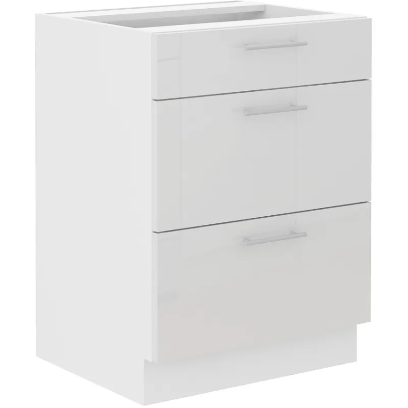 Szafka kuchenna dolna 60 cm LARA 60D 3S BB biała połysk
