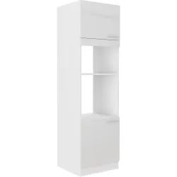 Szafka kuchenna dolna na piekarnik i mikrofalę 60 cm słupek LARA 60DPM 210 2F biała połysk