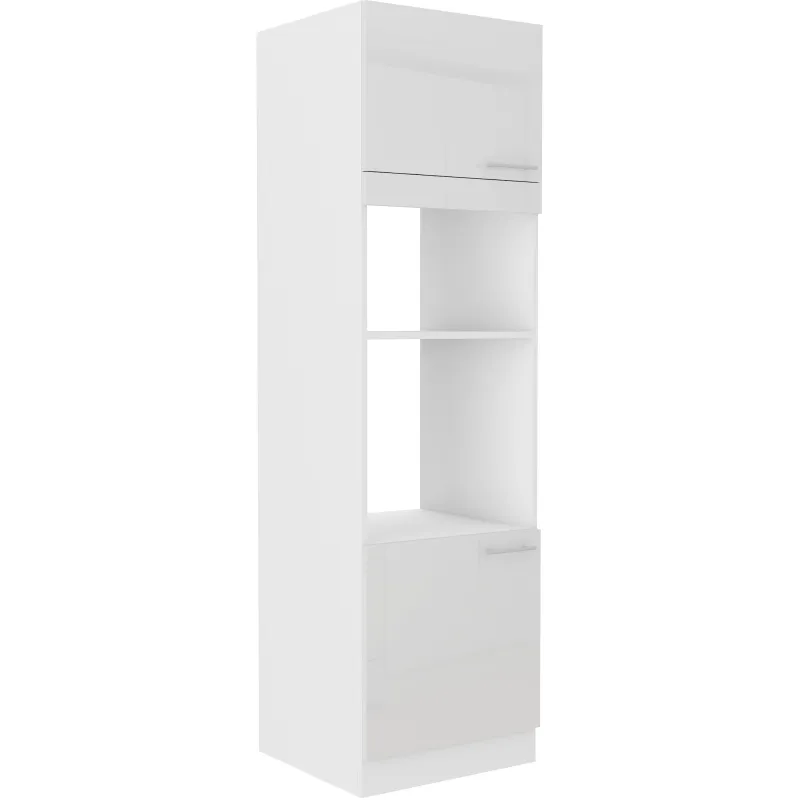 Szafka kuchenna dolna na piekarnik i mikrofalę 60 cm słupek LARA 60DPM 210 2F biała połysk