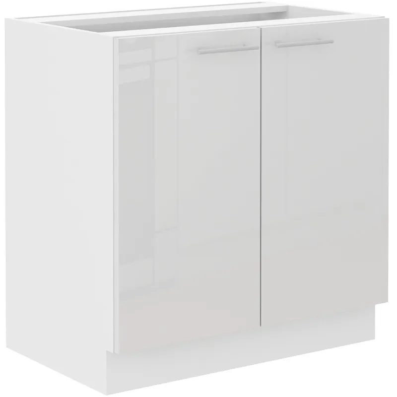 Szafka kuchenna pod zlew 80 cm biała połysk LARA 80ZL 2F BB