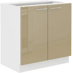 Szafka kuchenna pod zlew 80 cm cappucino połysk LARA 80ZL 2F BB