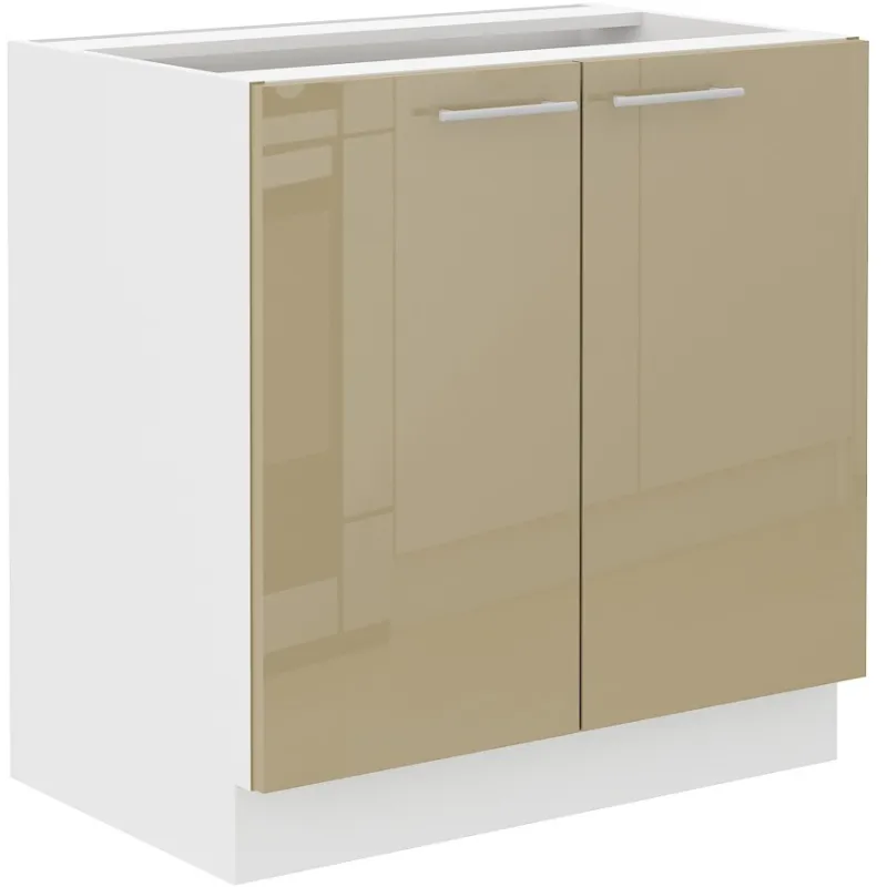 Szafka kuchenna pod zlew 80 cm cappucino połysk LARA 80ZL 2F BB