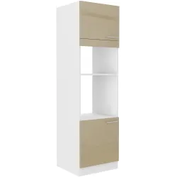 Szafka kuchenna dolna na piekarnik i mikrofalę 60 cm słupek LARA 60DPM 210 2F Cappucino połysk