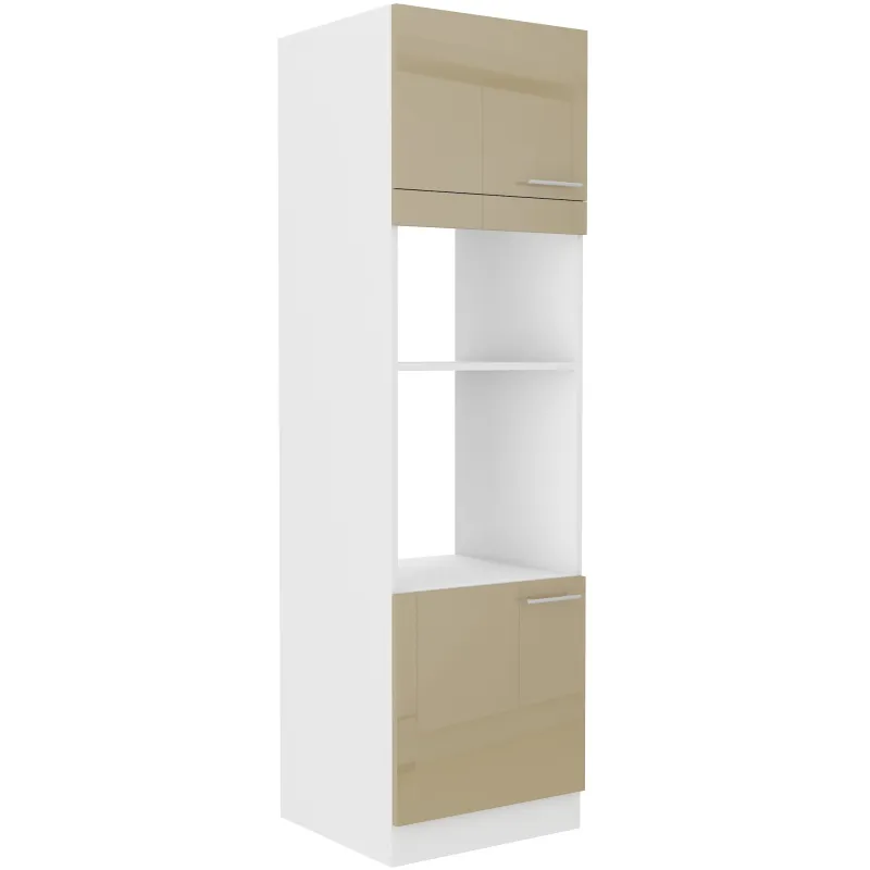 Szafka kuchenna dolna na piekarnik i mikrofalę 60 cm słupek LARA 60DPM 210 2F Cappucino połysk