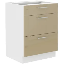 Szafka kuchenna dolna 60 cm LARA 60D 3S BB Cappucino połysk