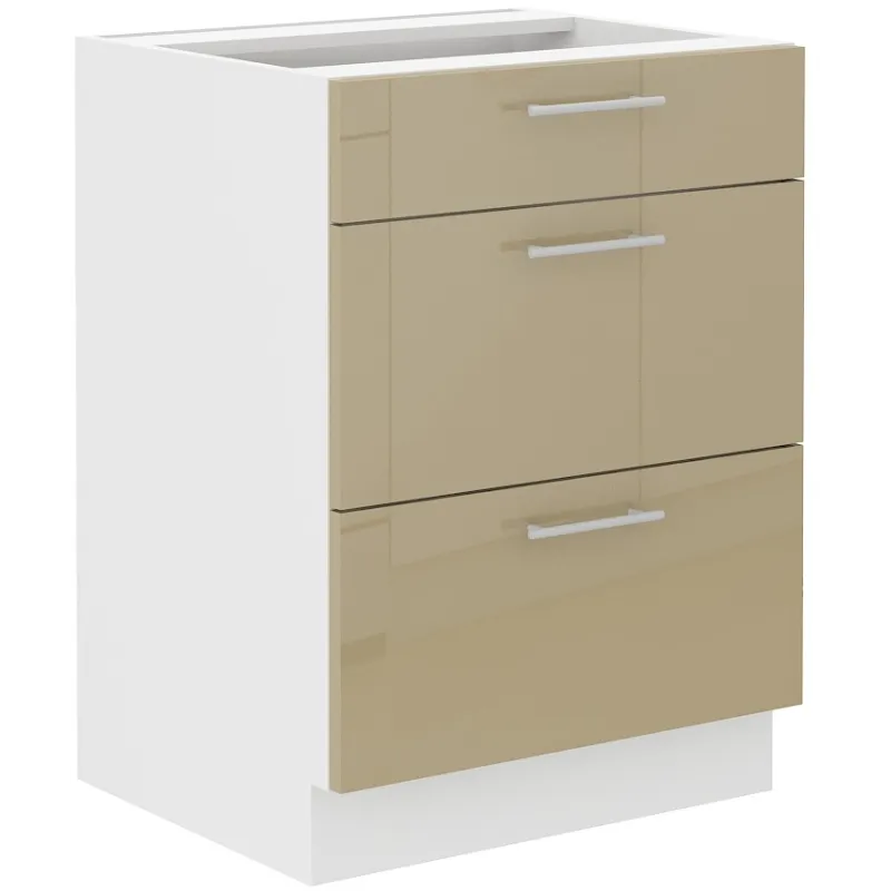 Szafka kuchenna dolna 60 cm LARA 60D 3S BB Cappucino połysk
