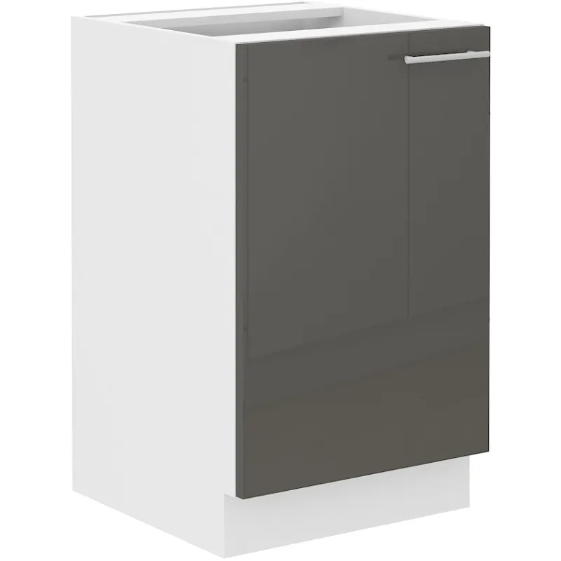 Szafka kuchenna pod zlew 50 cm grafit połysk LARA 50D ZL 1F BB GRWH