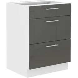 Szafka kuchenna dolna 60 cm LARA 60D 3S BB GRWH grafit połysk