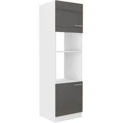 Szafka kuchenna dolna na piekarnik i mikrofalę 60 cm słupek LARA 60DPM 210 2F GRWH grafit połysk