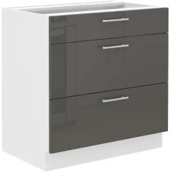 Szafka kuchenna dolna LARA 80D 3S BB GRWH grafit połysk