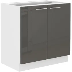 Szafka kuchenna pod zlew 80 cm grafit połysk LARA 80ZL 2F BB GRWH