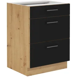 Szafka kuchenna dolna 60 cm MODENA 60D 3S BB czarna mat