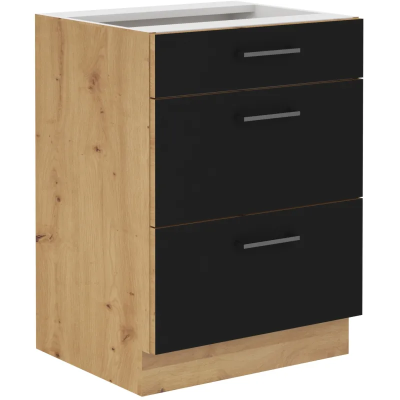 Szafka kuchenna dolna 60 cm MODENA 60D 3S BB czarna mat