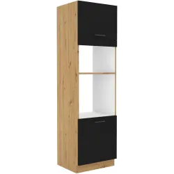 Szafka kuchenna dolna na piekarnik i mikrofalę 60 cm słupek MODENA 60DPM 210 2F czarna mat