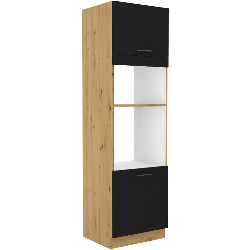 Szafka kuchenna dolna na piekarnik i mikrofalę 60 cm słupek MODENA 60DPM 210 2F czarna mat