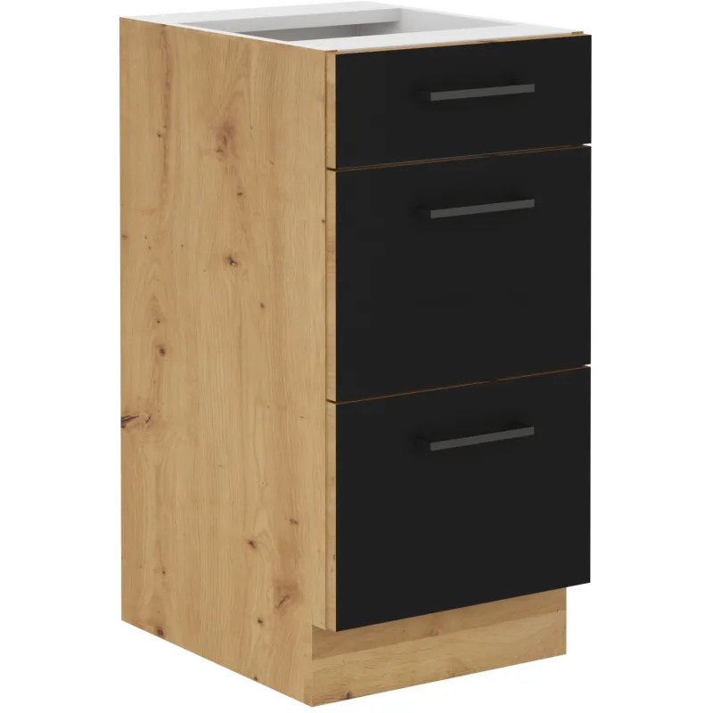 Szafka kuchenna dolna 40 cm z szufladami MODENA czarna 40D 3S
