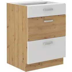 Szafka kuchenna dolna 60 cm ARTISAN 60D 3S BB biała - dąb artisan