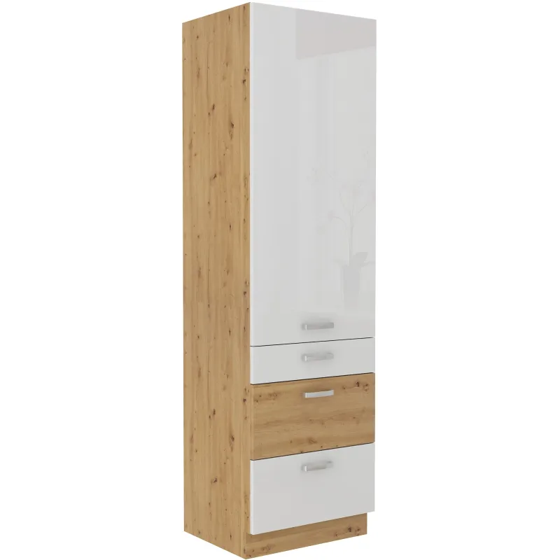 Szafka kuchenna dolna 60 cm słupek ARTISAN 60DKS 210 3S 1F biała - dąb artisan