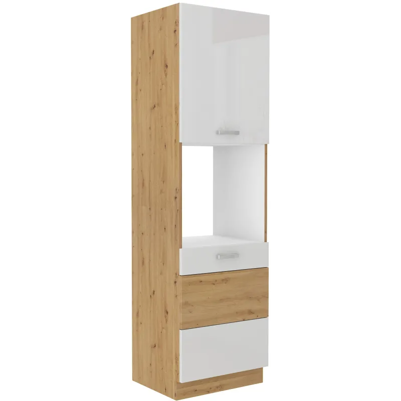 Szafka kuchenna dolna na piekarnik 60 cm słupek ARTISAN 60DP 210 2F biała - dąb artisan