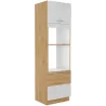 Szafka kuchenna dolna na piekarnik i mikrofalę 60 cm słupek ARTISAN 60DPM 210 2F biała - dąb artisan