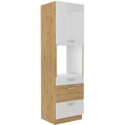 Szafka kuchenna dolna na piekarnik 60 cm słupek ARTISAN 60DPS 210 3S 1F biała - dąb artisan
