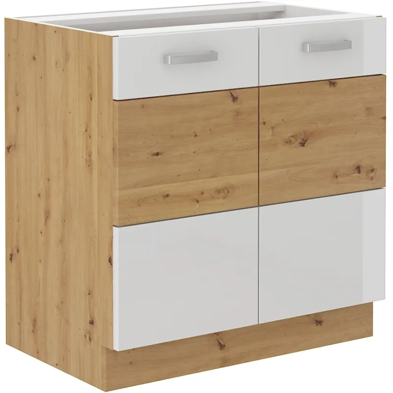 Szafka kuchenna dolna ARTISAN 80D 2F BB biała - dąb artisan