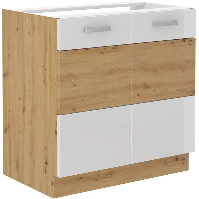 Szafka kuchenna pod zlew 80 cm biała połysk ARTISAN 80ZL 2F BB