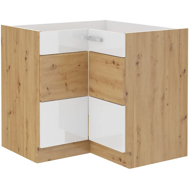 Szafka kuchenna dolna narożna ARTISAN 89x89DN 1F BB biała - dąb artisan