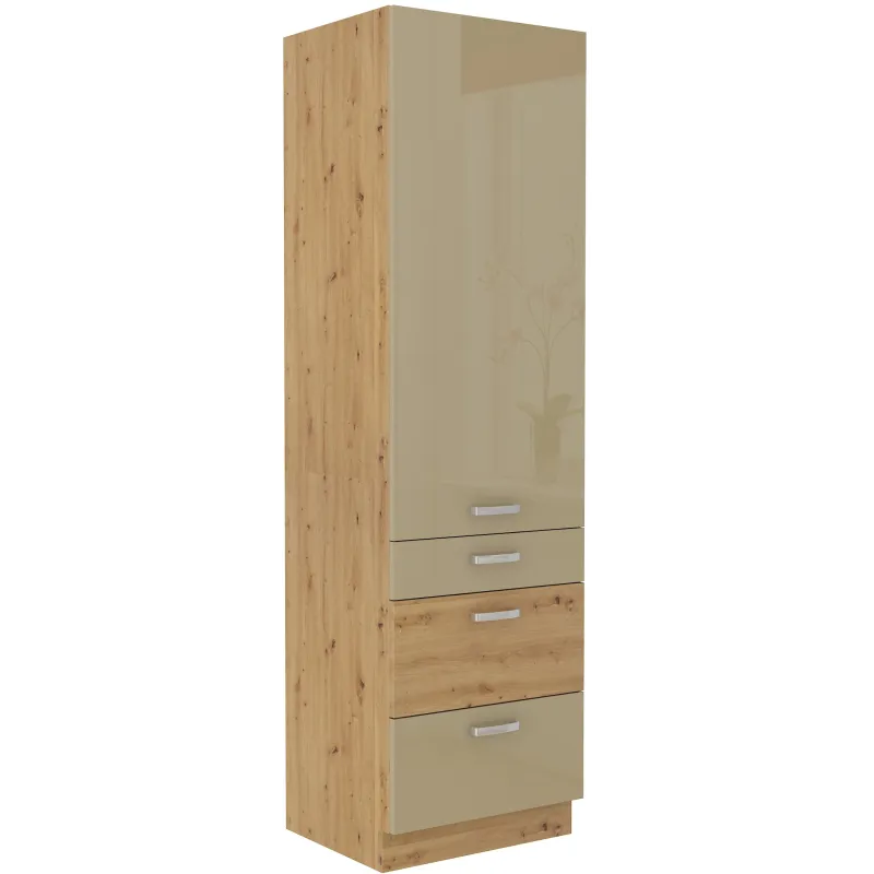 Szafka kuchenna dolna 60 cm słupek ARTISAN 60DKS 210 3S 1F cappucino - dąb artisan