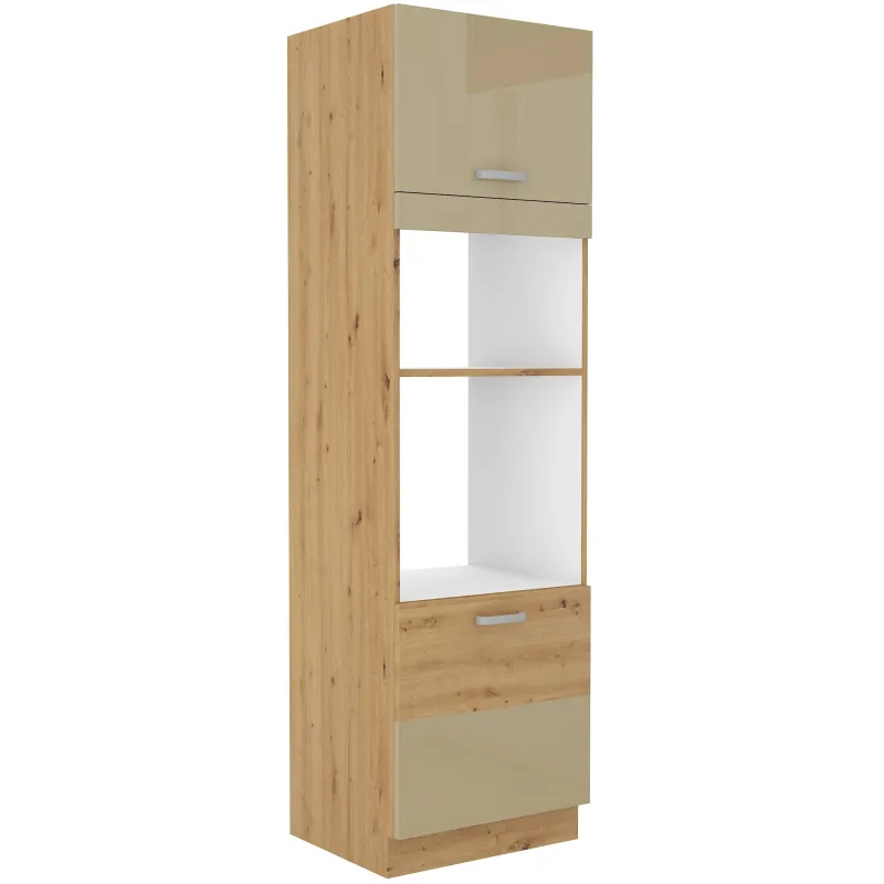 Szafka kuchenna dolna na piekarnik i mikrofalę 60 cm słupek ARTISAN 60DPM 210 2F cappucino - dąb artisan