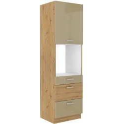 Szafka kuchenna dolna na piekarnik 60 cm słupek ARTISAN 60DPS 210 3S 1F cappucino - dąb artisan