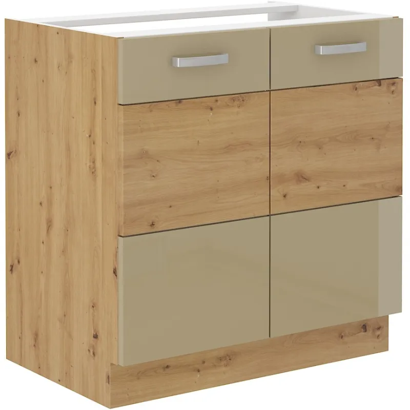 Szafka kuchenna pod zlew 80 cm cappucino połysk ARTISAN 80ZL 2F BB