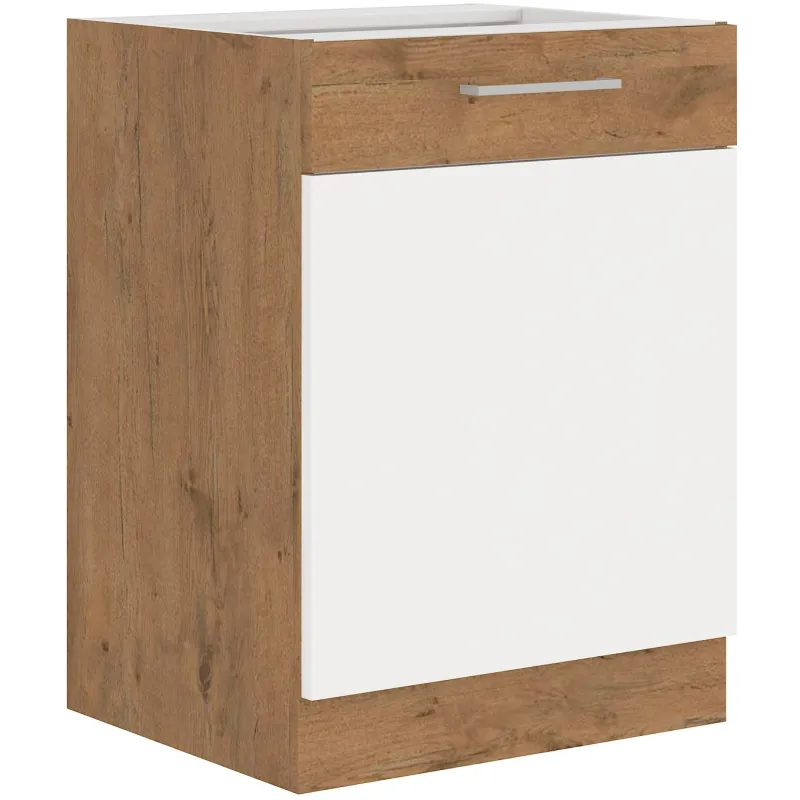 Szafka kuchenna dolna 60 cm VIGO 60D 1F BB biała połysk - dąb lancelot mat