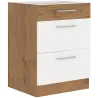 Szafka kuchenna dolna 60 cm VIGO 60D 3S BB biała połysk - dąb lancelot mat