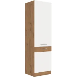Szafka kuchenna dolna 60 cm słupek VIGO 60DK 210 2F biała połysk - dąb lancelot mat