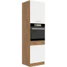 Szafka kuchenna dolna na piekarnik 60 cm słupek VIGO 60DP 210 2F biała połysk - dąb lancelot mat