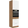 Szafka kuchenna dolna na piekarnik 60 cm słupek VIGO 60DPS 210 3S 1F biała połysk - dąb lancelot mat